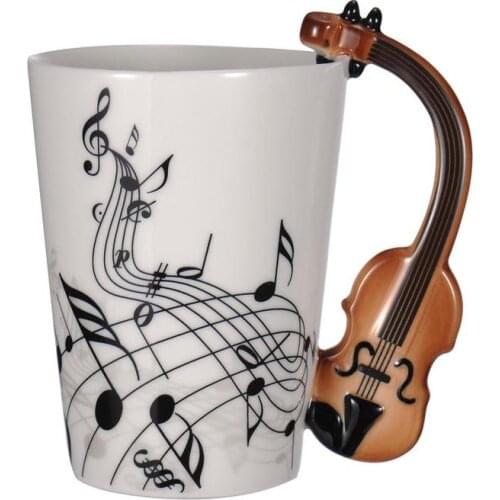 Guitar Ceramic Cup Personality Music Note Milk Juice Lemon Mug Coffee Tea Cup Home Office Drinkware Unique Gift