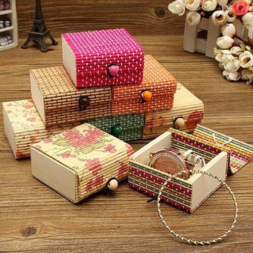 Ring Necklace Earrings Bamboo Wooden Case Jewelry Storage Boxes Holder Gift 11 Colors Cute Jewelry Box Storage Organizerc