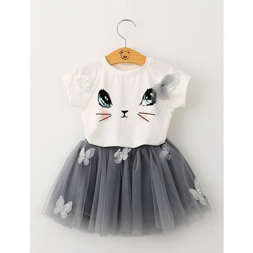 2-8Y baby girls summer outfits 2020 kids clothes cute little girl sets clothing children suit two piece t-shirt skirt set