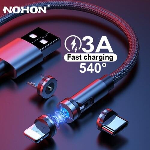 540 Rotate Magnetic Cable For iPhone 12 11 6 7 8 Android Samsung Xiaomi mi Redmi Fast Charge 1m 2m Micro USB C Data Charger Wire