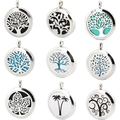 More than 20style Magnet Tree of Life Aromatherapy Essential Oil 316 Stainless Steel Perfume Diffuser Necklace Locket with chain