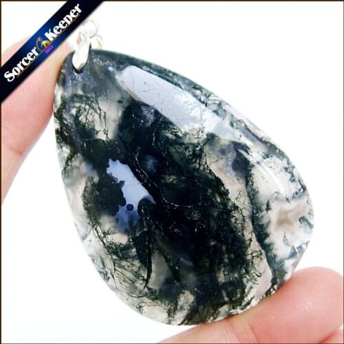 Fashion Women Man Necklace Pendant Big Natural Moss Agates Stone Pendant Slide Healing Crystals Pendant for Jewelry Making KS444