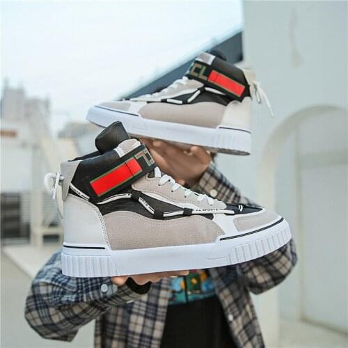 2021 Spring Mens Sneakers Mesh Breathable Matte Leather High Top Mens Shoes Large Size Size 46 Retro Casual Mens Boots Male