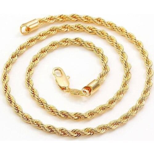 Mens 24K Yellow Gold GF 4mm Rope Chain Necklace 24" Not satisfied, 7 days no reason to refund