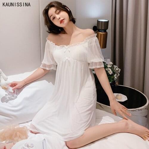 Retro Princess Nightgowns Summer Girl Student Cute Nightdress with Chest Pad Sleepwear Elegant Lady Sleeping Dress Night Wear