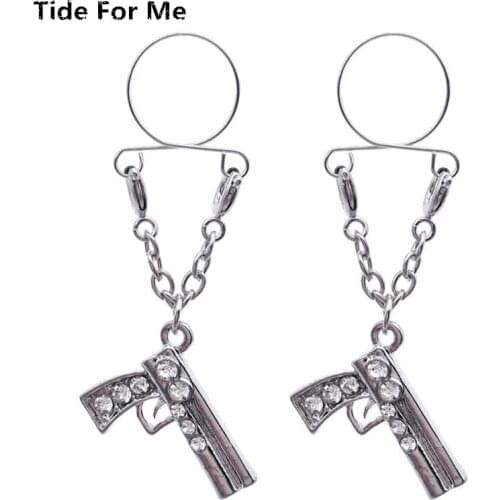 New Fashion Non pierced Clip Nipple Rings white Crystal Leaves Gun Fake Nipple Rings Dangle Adjustable Women Sexy Body Jewelry