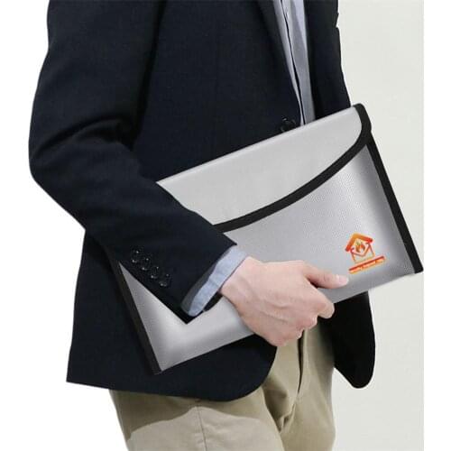 Fireproof Document Storage Bag Three-tier Design Fire Resistant Safe Portable Travel Storage Bag For Money Jewelry Passport