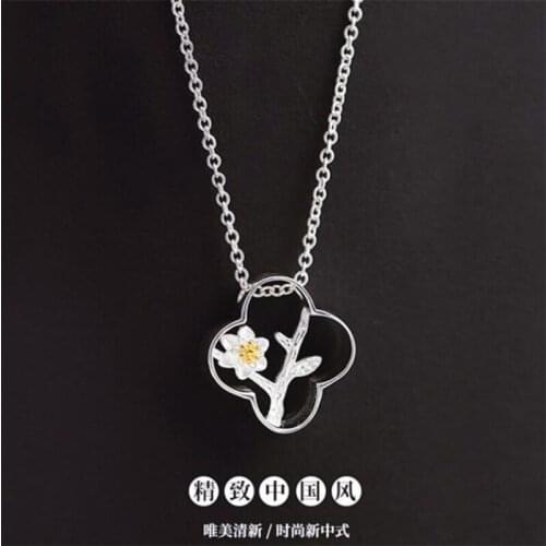 Season Gate 925 Sterling Silver Chain Plum blossom Simple Fashion Necklace for women SN022
