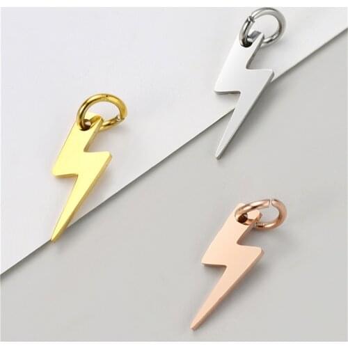 5PCS Lighting Charms Stainless Steel Gold Pendant For Earrings Necklace Pendants Earring DIY Bracelet Keychain Jewelry Accessory
