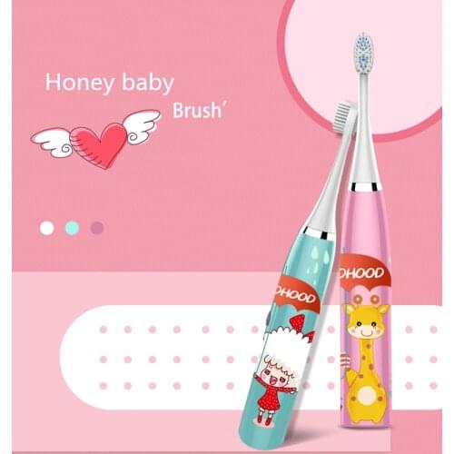 Dropshiing W9 Kids Electric Toothbrush Cartoon Pattern Double-sided Waterproof Tooth Brush Oral Cleaning for Kids