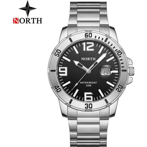 Luxury Brand Men New Watch NORTH Fashio Sport Waterproof Stainless Steel Quartz Watch Simple Business Watches Relogio Masculino