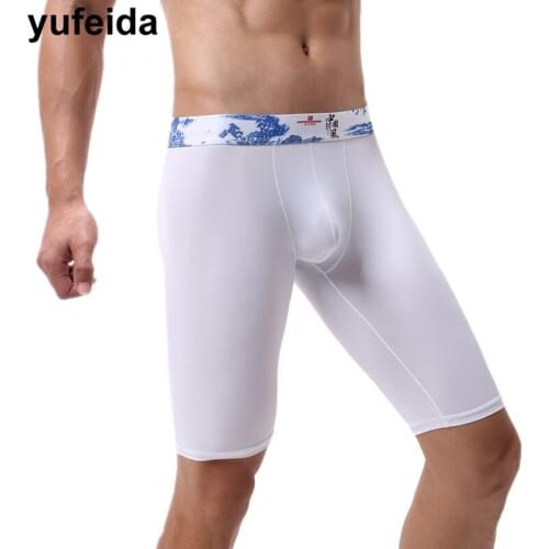 Sexy Mens Underwear Boxers Low Rise Trunks Middle Pants Big Penis Pouch Underpants Cueca Masculina Gay Boxer Shorts Casual