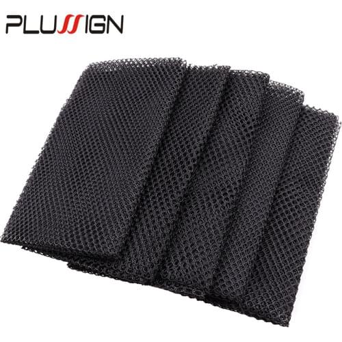 Plussign Free Shipping 5Pcs/Lot Black Mesh Hair Net Soft Hairnets Stretchable Hair Weaving Net Wig Hair Net Making For Wig