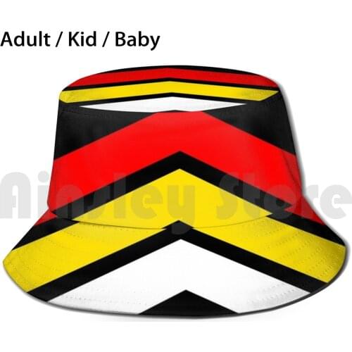 Commotion Stripes Sun Hat 2624 Bucket Hat Commotion Racing Stripe Red Yellow Ambition White Geometric