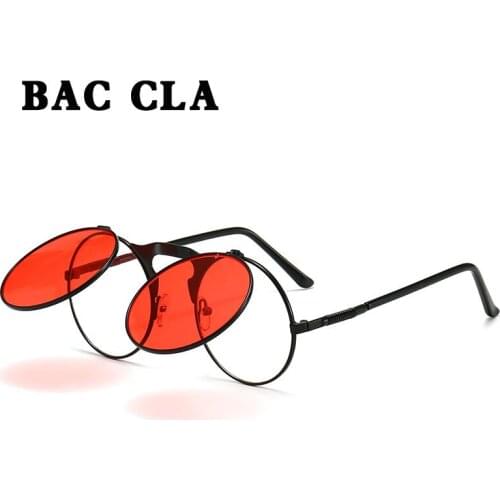BAC CLA Steampunk Sunglasses Round Metal Women Style Retro Flip Circular Double Metal Sun Glasses Men CIRCLE SUN GLASSES