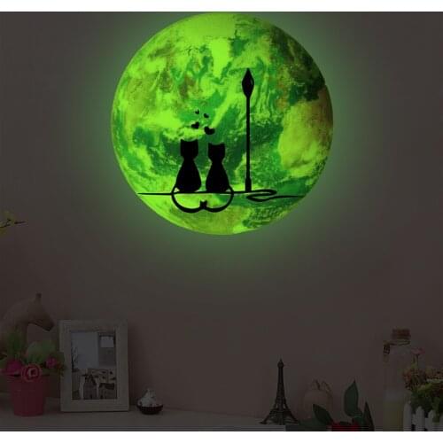 Luminous Moon Tree Couple Room Wall Stickers Living Room Bedroom Ceiling Wall Decoration Decal Vinyl Wallpaper Sticker