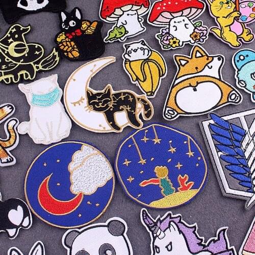 Iron On Patch Cartoon Animal Patches For Clothing Stripes DIY Cute Cat Clothing Thermoadhesive Patches On Clothes Applique Decor