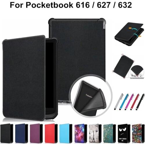 For PocketBook Touch Lux 4 Case Ultra Slim with Soft TPU Back Smart Cover Case for PocketBook 616 632 627 Basic Lux 2 eReader