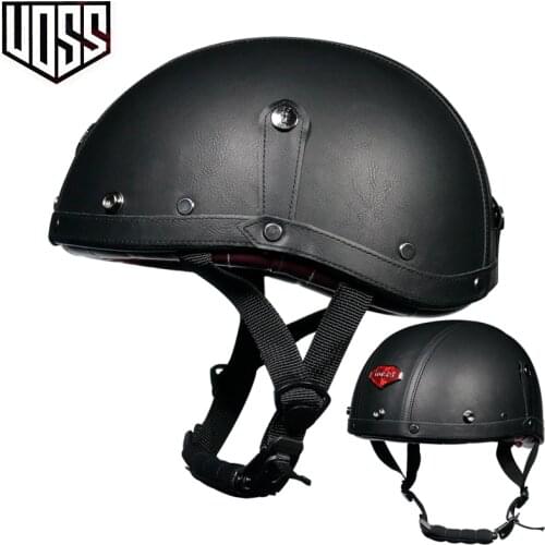 Casco de motocicleta gorra de calavera Vintage media máscara Retro estilo alemán chopper Cruiser