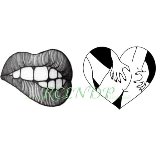 Waterproof Temporary Tattoo Sticker Sexy Mouth Heart Pattern Old School Small Art Flash Tatto Fake Tatoo Stickers for Women Men