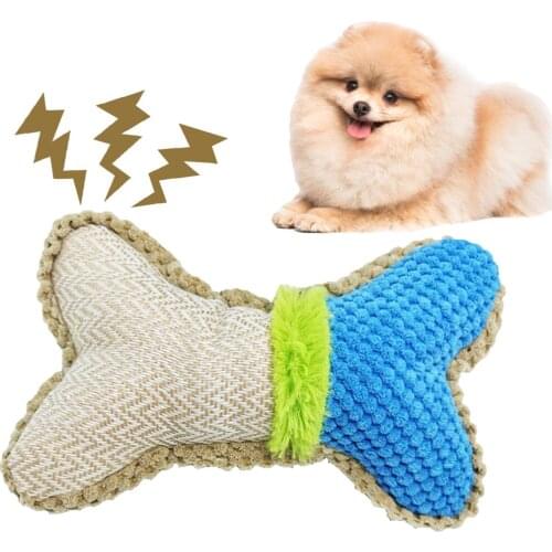 2020 Bone Shape Interactive Pets Dog Toys Squeeze Squeaky Sound Funny Toy Safety Rubber For Dogs Molar Chew Toys