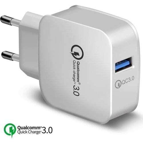18W USB Quick charge QC3.0 Charger For iphone Mobile Phone Cable Fast Charging 5V3A UE US Plug For Samsung Charger Wall AC Power