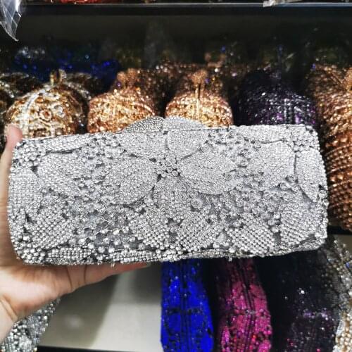 Flower Women Silver Red Evening Bags and Clutches Bags For Wedding Party Crystal Clutch Purse Gala Dinner Handbags Evening Bag