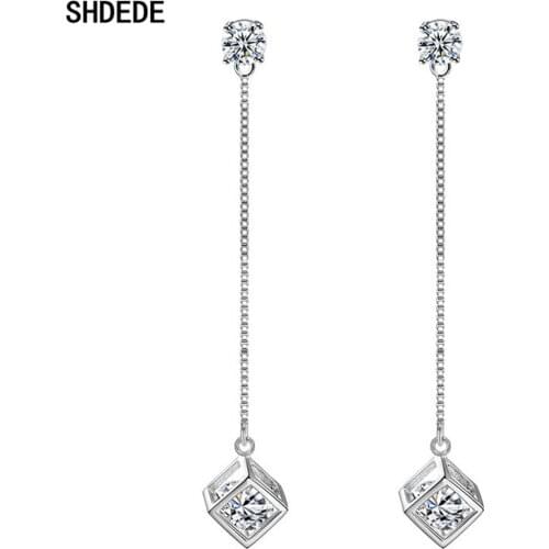SHDEDE Long Earrings Fashion Jewelry Embellished With Crystals From Swarovski 925 Silver Drop Dangle Earrings For Women -WH