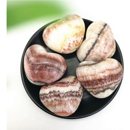 1PC Natural Meat Pork Heart Shaped Bacon Red Texture Crystal Stones Healing Decor Natural Stones and Minerals