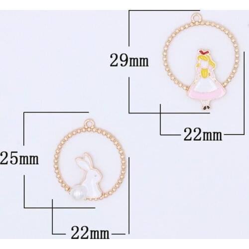 10pcs/Lot Rabbit Princess Diy Handmade Oil Enamel Charms Design for Jewelry Making Earring Bracelet or Necklace