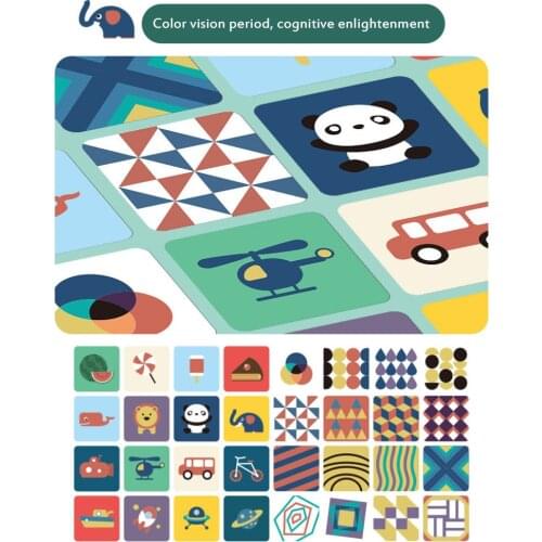 16PCS Black And White Card Early Education Baby Visual Stimulation Pictures Newborn 0-36 Months Colors Training Education Cards