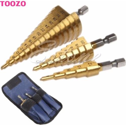 3PCS 4-12/20/32mm Large HSS Steel Step Cone Drill Titanium Bit Set Hole Cutter G08 Whosale&DropShip