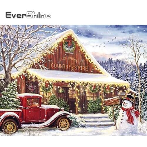 EverShine 5D Diamond Painting Christmas Needlework Diamond Embroidery Landscape Mosaic Cross Stitch Kits Snowman Handmade Hobby