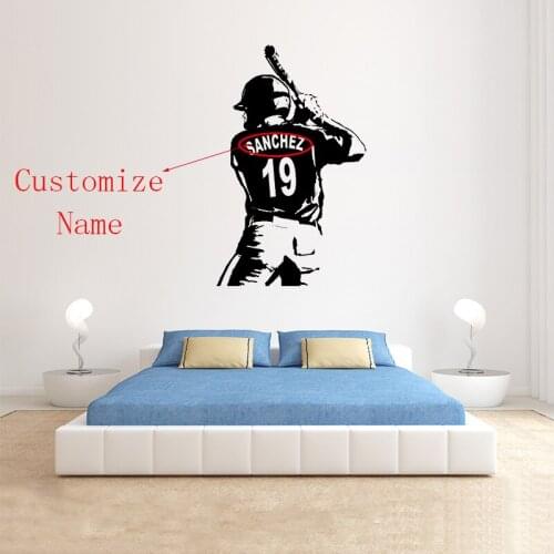 Baseball Wall Art - Custom Name Baseball Decal - Baseball player bedroom Wall decor - Baseball vinyl sticker A1-049