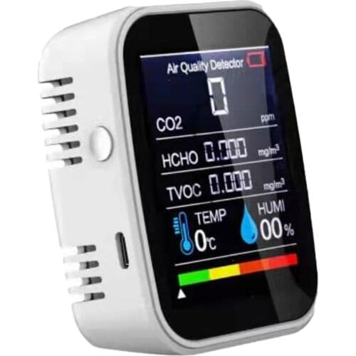 2.8inch 7V LCD Digital Smart Air Quality Monitor TVOC/HCHO/CO2 Detector Gas Analyzer K6O9 0.4W Plastics Gas Air Quality Detector