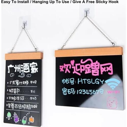 A4 DIY Chalkboard Wooden Door Notice Sign Name Plaque Message Hanging Sign Board