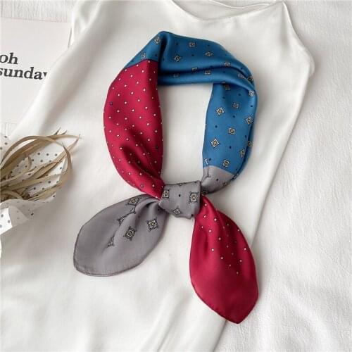 Elegant Satin Headscarf Headband Female Hijab Silk Hair Wrap Shawl Neckerchief Print Square Scarf For Women Foulard 2021 Bandana