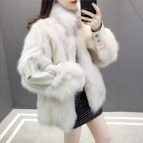 Herstory Ladies Fluffy Shaggy Artificial Fox Fur Overcoats Women 2020 Autumn Winter Faux Fur Coat Female Thick Warm Outerwear