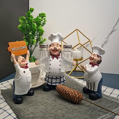 Creativity Chef Character Resins Statue Desktop Decor Figure Sculpture Cook Figurines Wine Rack Ornaments Home Decoration Modern