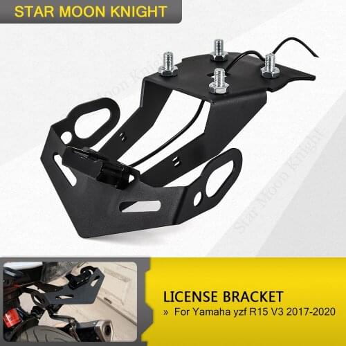 YZF R15 V3 Motorcycle License Plate Frame Bracket Mount Holder with LED Indicator Light for Yamaha R15 V3 2017 2018 2019 2020