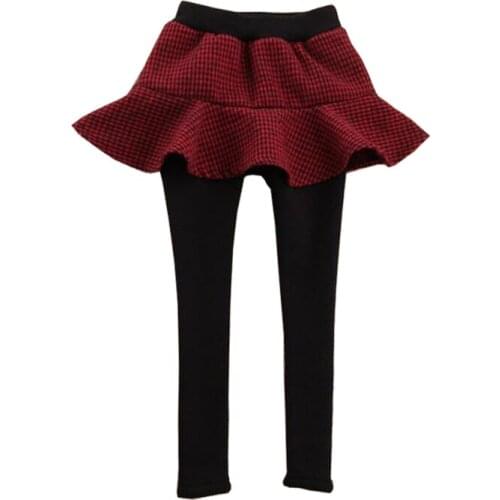 Spring Kids Classical Leggings for Girls Plus Velvet Thickening Stretch Elastic Waist Skirt-pants Baby Girl Culottes Leggings