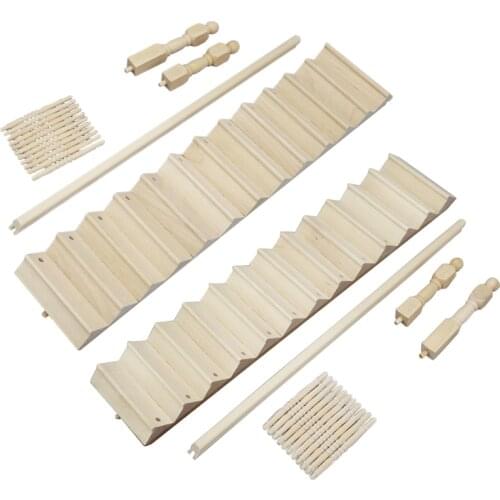 Dollhouse Miniatures,1/12 Wooden Stair Stringer Step Staircase with Handrail Model Doll House Decor Model