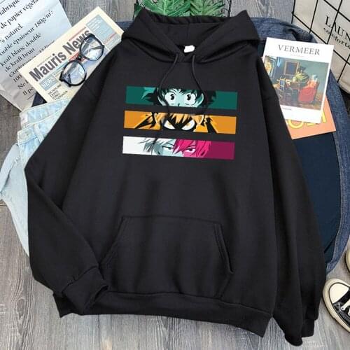 My Hero Academia Eyes Print Hoodies Man Women Casual Loose Fleece Sweatshirts Hoody Autumn Winter Pocket Harajuku Streetwear Top
