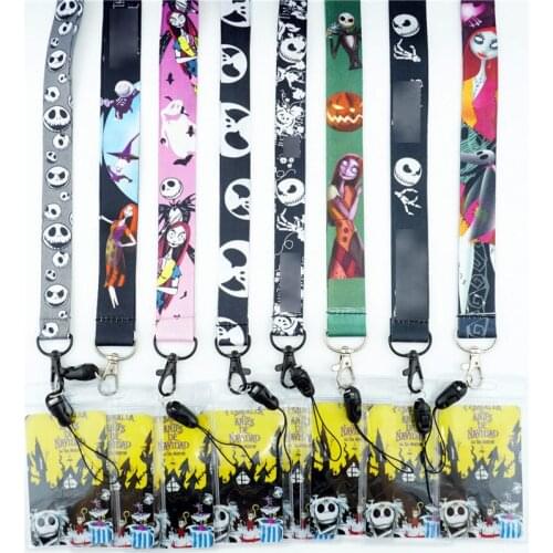 Cartoon Halloween Jack Key Lanyards Neck Strap ID Card Mobile Phone Strap USB Badge Holder Rope Key Chain Gifts