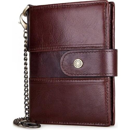 Genuine Leather Men RFID Wallet Fashion Coin Purse Card Holder Small Wallet Men Portomonee Male Clutch Zipper Clamp for Money