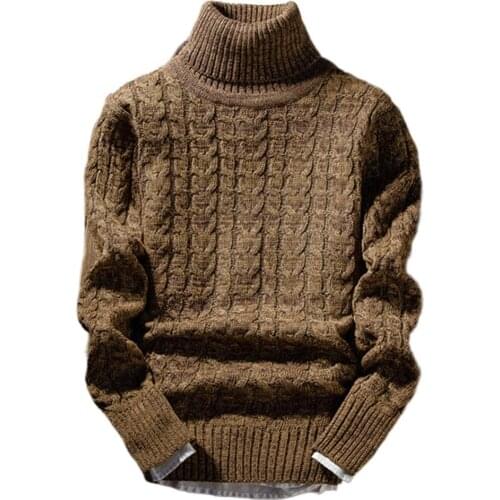 New Mens Sweaters Casual Men Solid Color Winter Turtle Neck Long Sleeve Twist Slim Knitted Sweater Casual Men Jumper Sweater