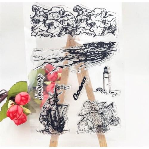 PANFELOU 11*16cm Coastal scenery Transparent Silicone Rubber Clear Stamps cartoon for Scrapbooking/DIY Easter wedding album