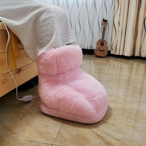 Plush foot warm plug-in electric electric heating shoes heater charging heating foot pad winter warmer artifact