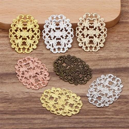 BASEHOME 20pcs 24x32mm Vintage Jewelry Aceessories Findings Hollow Flower Motif Charms for DIY Necklace Bracelet Making