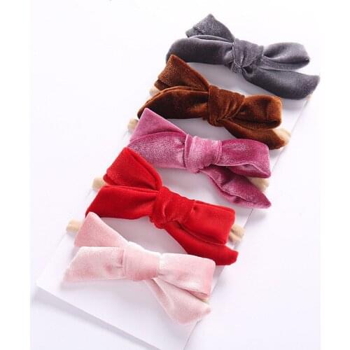 15pcs Baby Girls Velvet Bows Nylon Headbands 2019 Fashion Toddler Girls Knot Nylon Hair Bands Newborn Soft Stretchy Head Wraps
